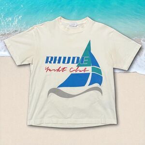 Rhude Yacht Club T-Shirt Short Sleeve Mens Small Off White Cream USA Made